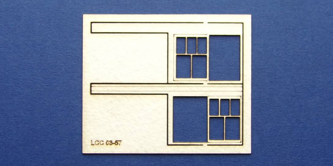 LCC 03-57 OO gauge set of windows for 03-03 type 3 Set of windows for signal box wall.